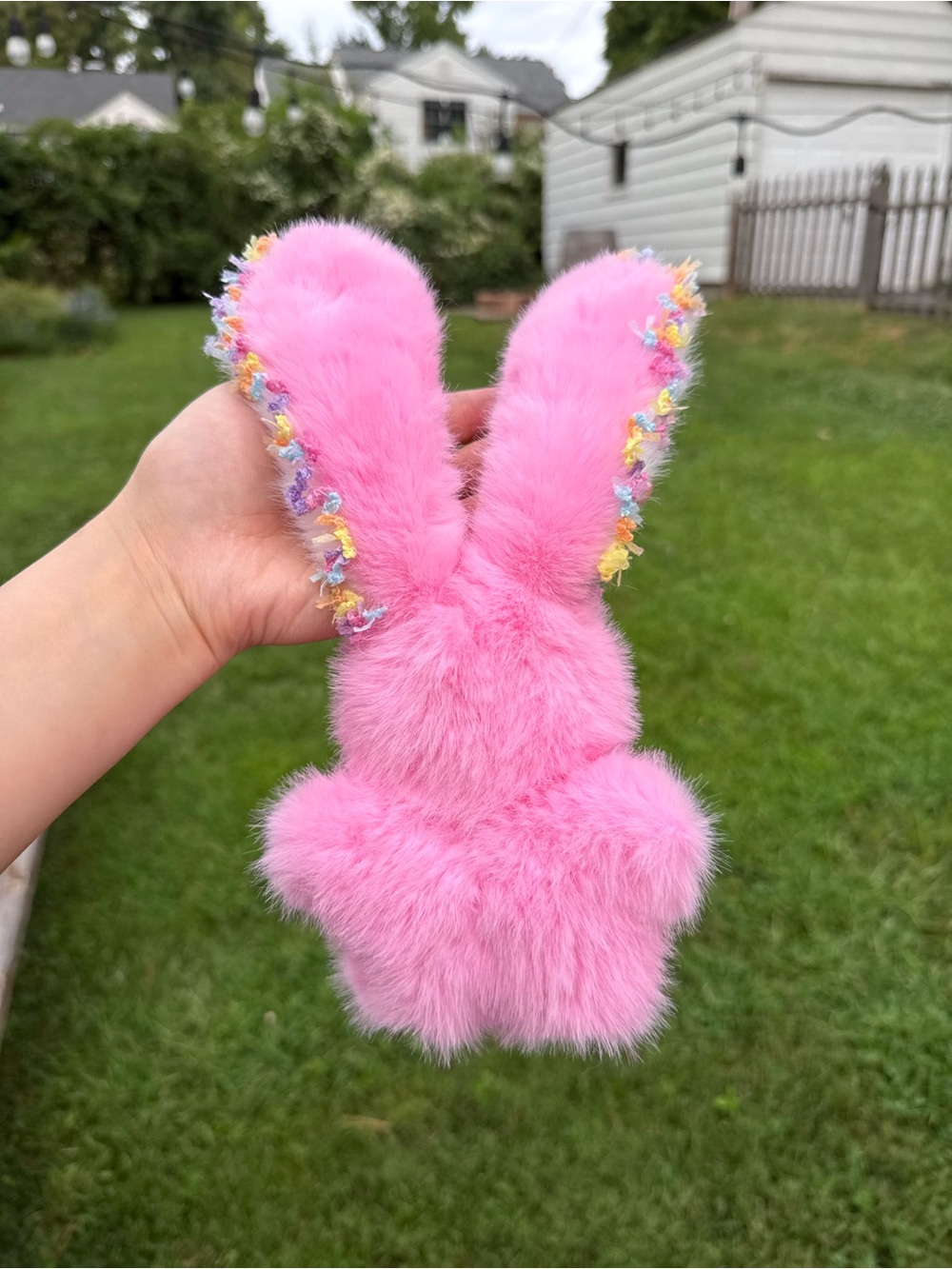Pink Plush Bunny Keychain with Decorative Trim. Backpack Charm for Kids.Birthday - Picture 6 of 8